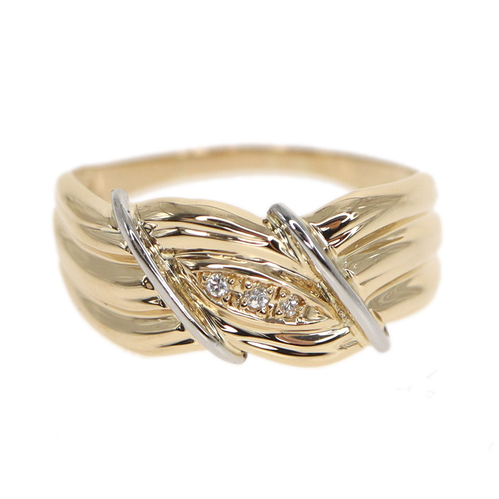 K18 Pt900 ゴールド プラチナ リング 総重量約3.9g 約10.5号 波