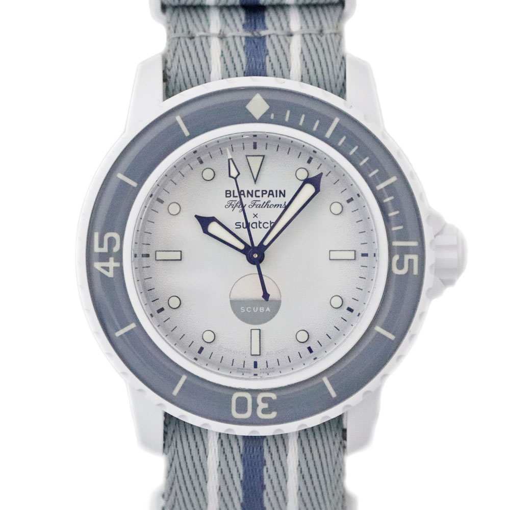 スウォッチ Swatch ブランパン×スウォッチ S035S100 フィフティファゾムス アンタークティックオーシャン グレー   【中古】