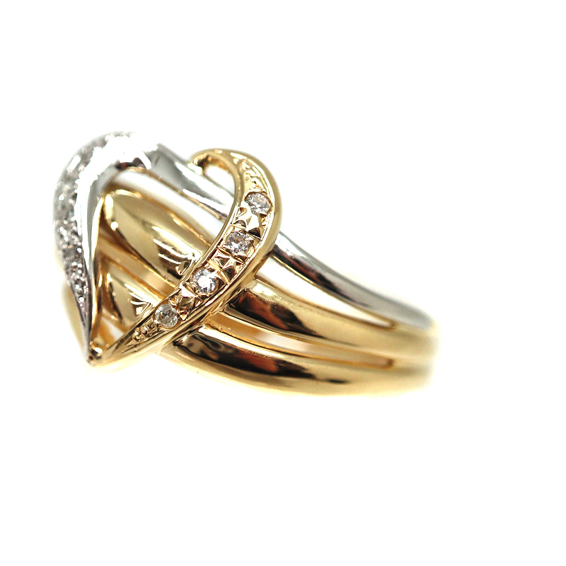 K18 Pt900 ダイヤ付きリング 指輪 ゴールド プラチナ ダイヤモンド 【中古】