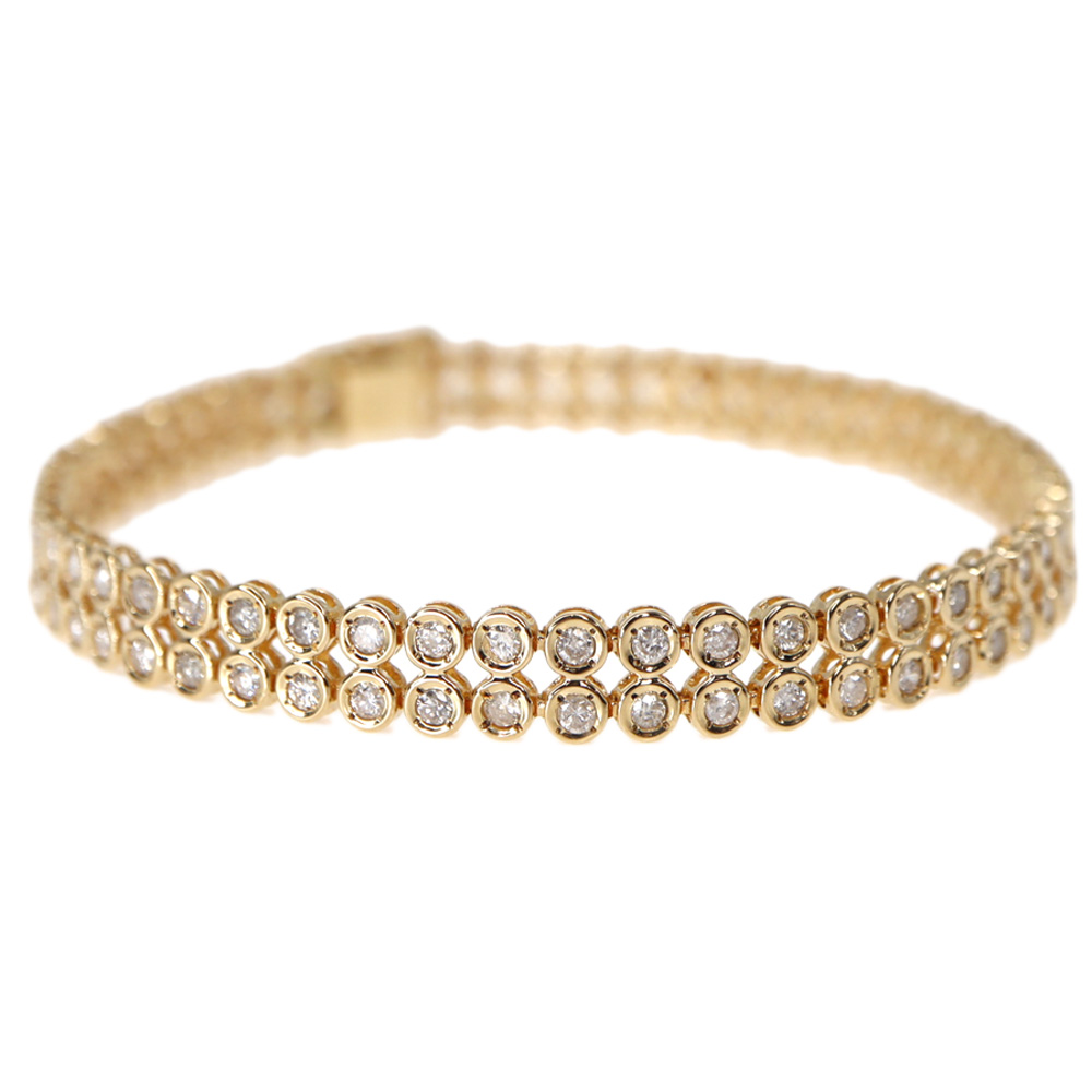 K18 18金 テニスブレスレット ダイヤモンド レディース ゴールド【中古】