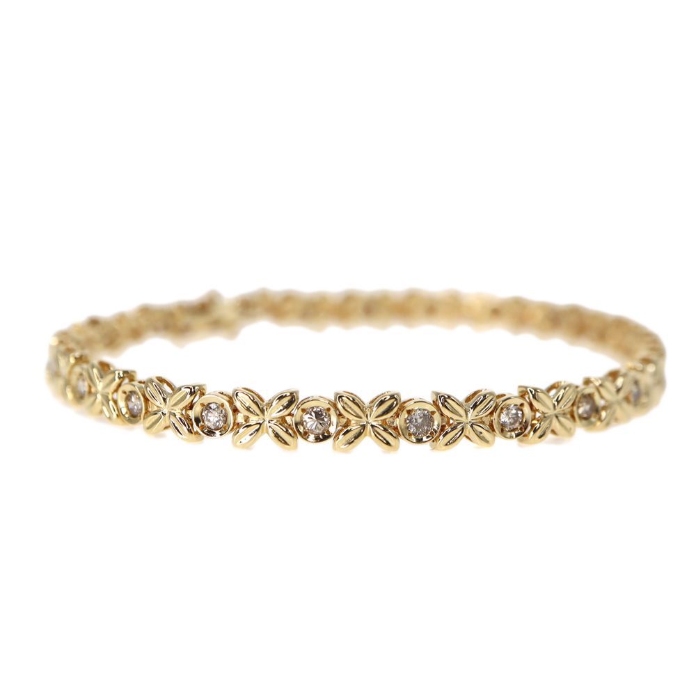 K18 18金 デザインブレスレット ダイヤモンド レディース ゴールド【中古】