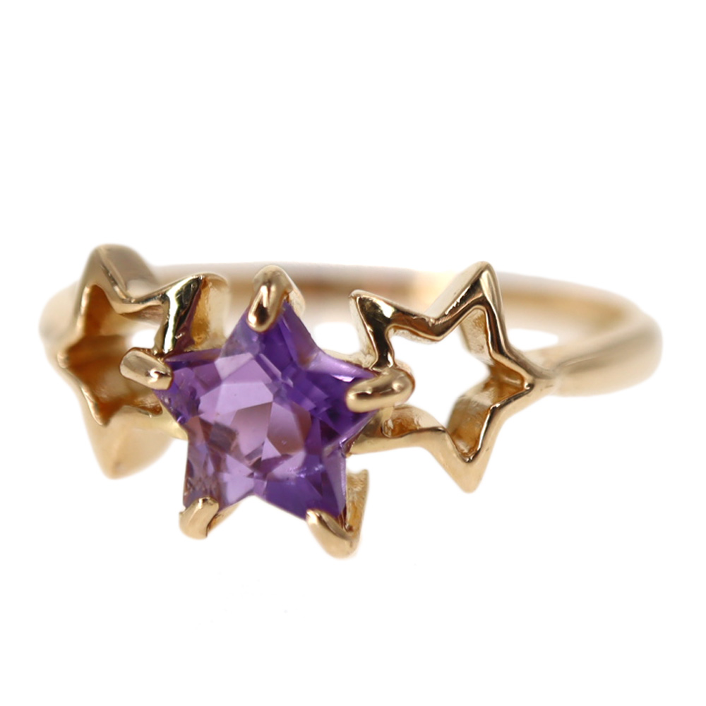 K18 18金 アメジスト リング レディース パープル ゴールド【中古】