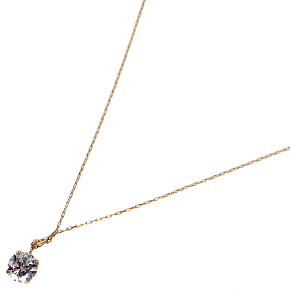 K18 18金 ダイヤモンド付ネックレス イエローゴールド【中古】