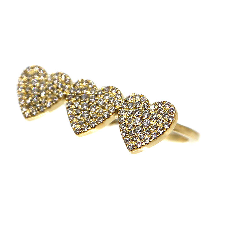 アーカー Ahkah D0.47ct ハートパヴェトリオリング K18YG 18金イエローゴールド リング 指輪 ジュエリー【中古】