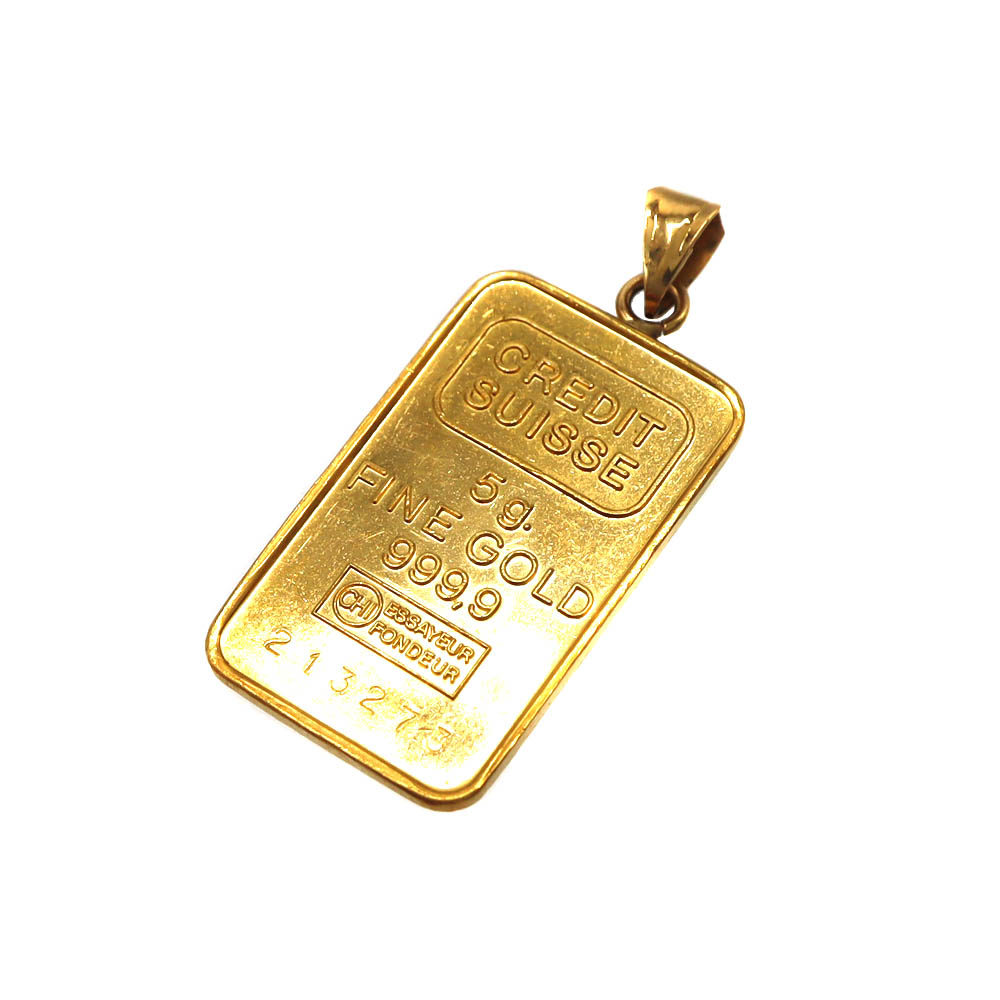 24金 K24 K18YG 18金枠 5gバー付トップ レディース メンズ ゴールド ペンダントトップ【中古】