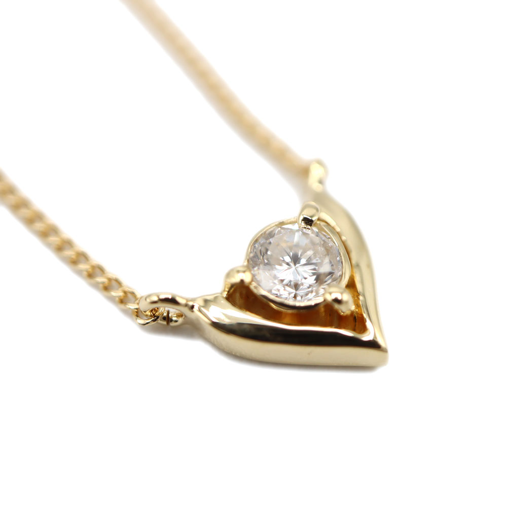 18金 ゴールド K18 ダイヤモンド 0.11ct ネックレス ジュエリー レディース【中古】