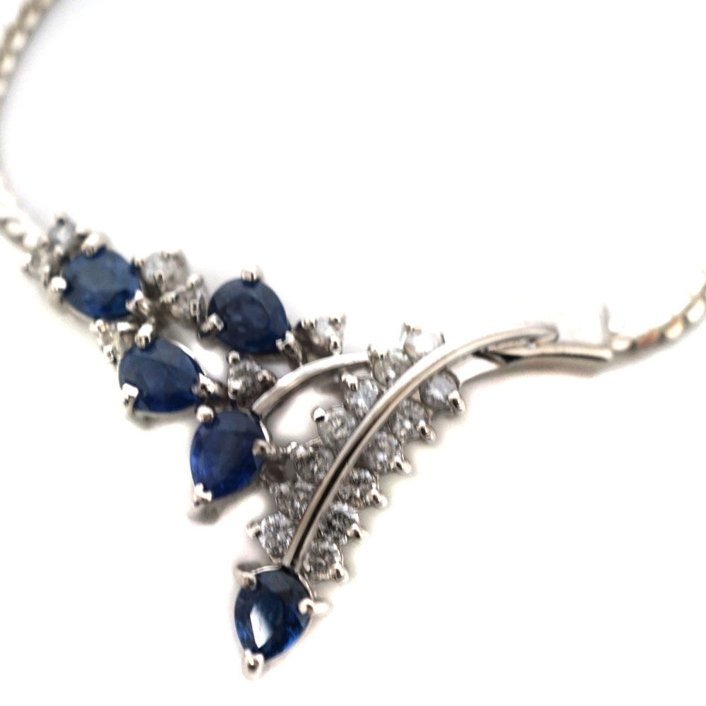 Pt850 Pt900 プラチナ850 プラチナ900 S1.69/D0.50ctネックレス サファイア ダイヤモンド ジュエリー アクセサリー 【中古】