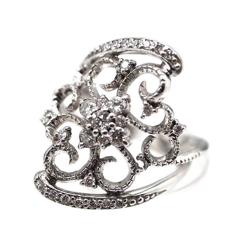 K18WG 18金ホワイトゴールド ダイヤモンド D0.44ct リング 指輪 ジュエリー レディース【中古】