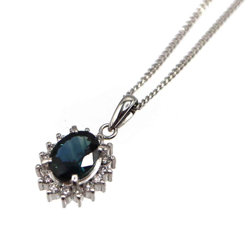 プラチナ850 Pt850 S1.16ct D0.25ct ネックレス プラチナ サファイア ダイヤモンド レディース ジュエリー 【中古】