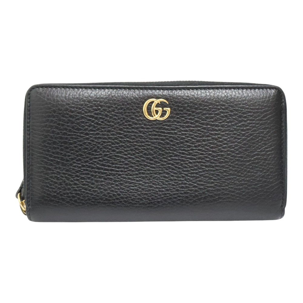 グッチ Gucci 456117 ラウンドファスナー財布 ユニセックス レザー ブラック【中古】