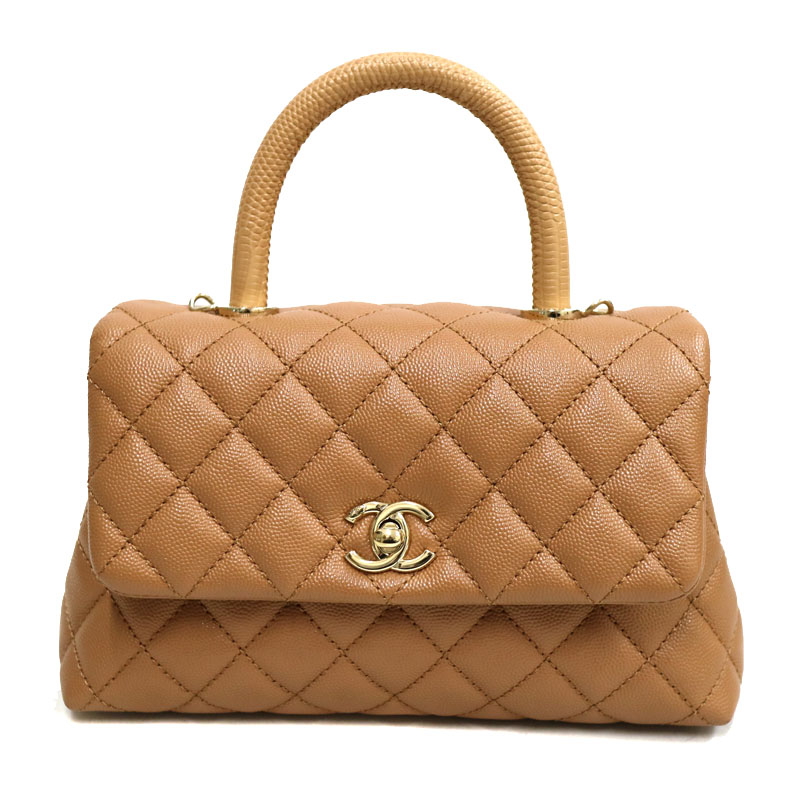 シャネル Chanel A92990 ココハンドル XS 2WAYバッグ ブラウン ベージュ レザー 鞄【中古】