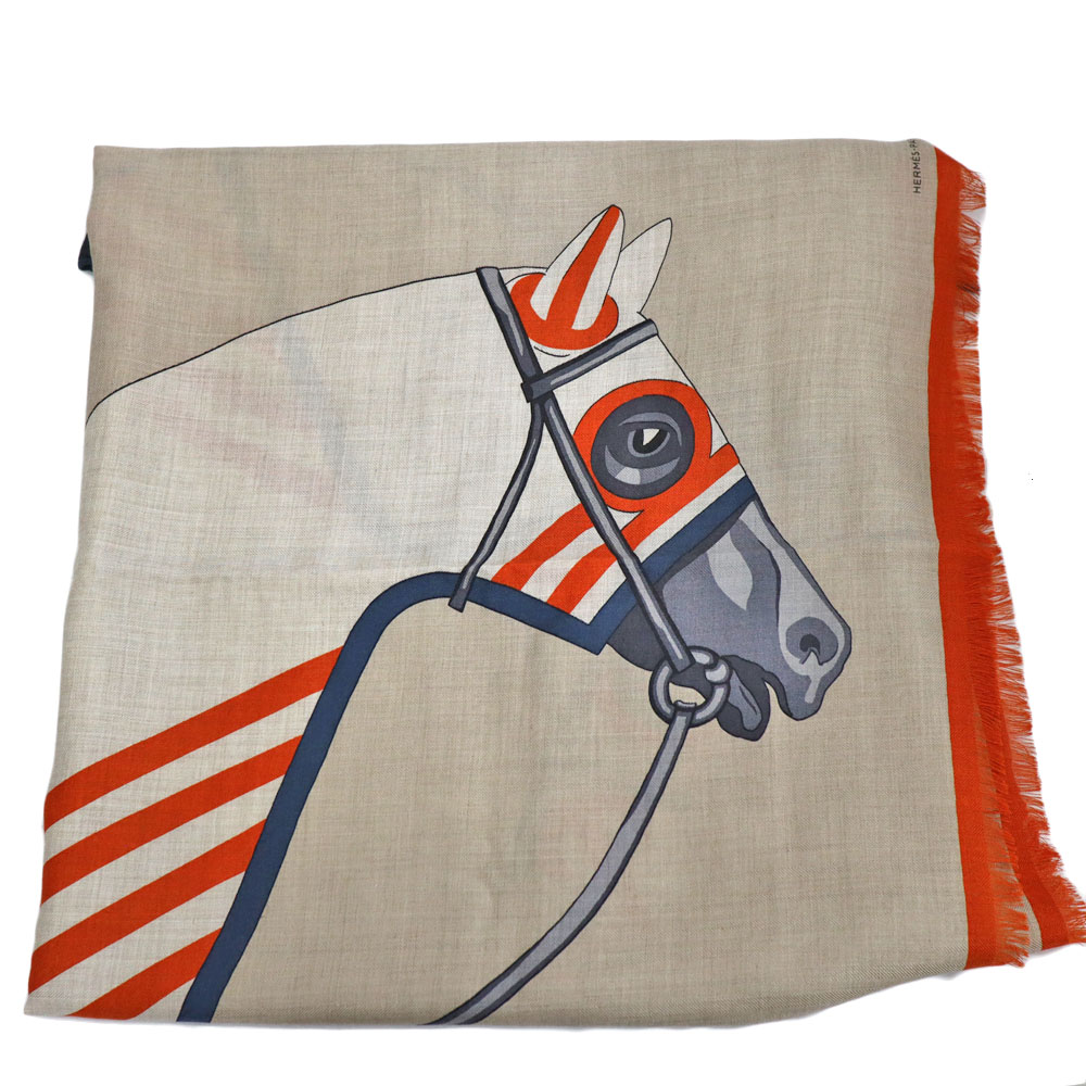 エルメス Hermes ショール 馬 カシミヤ シルク【中古】