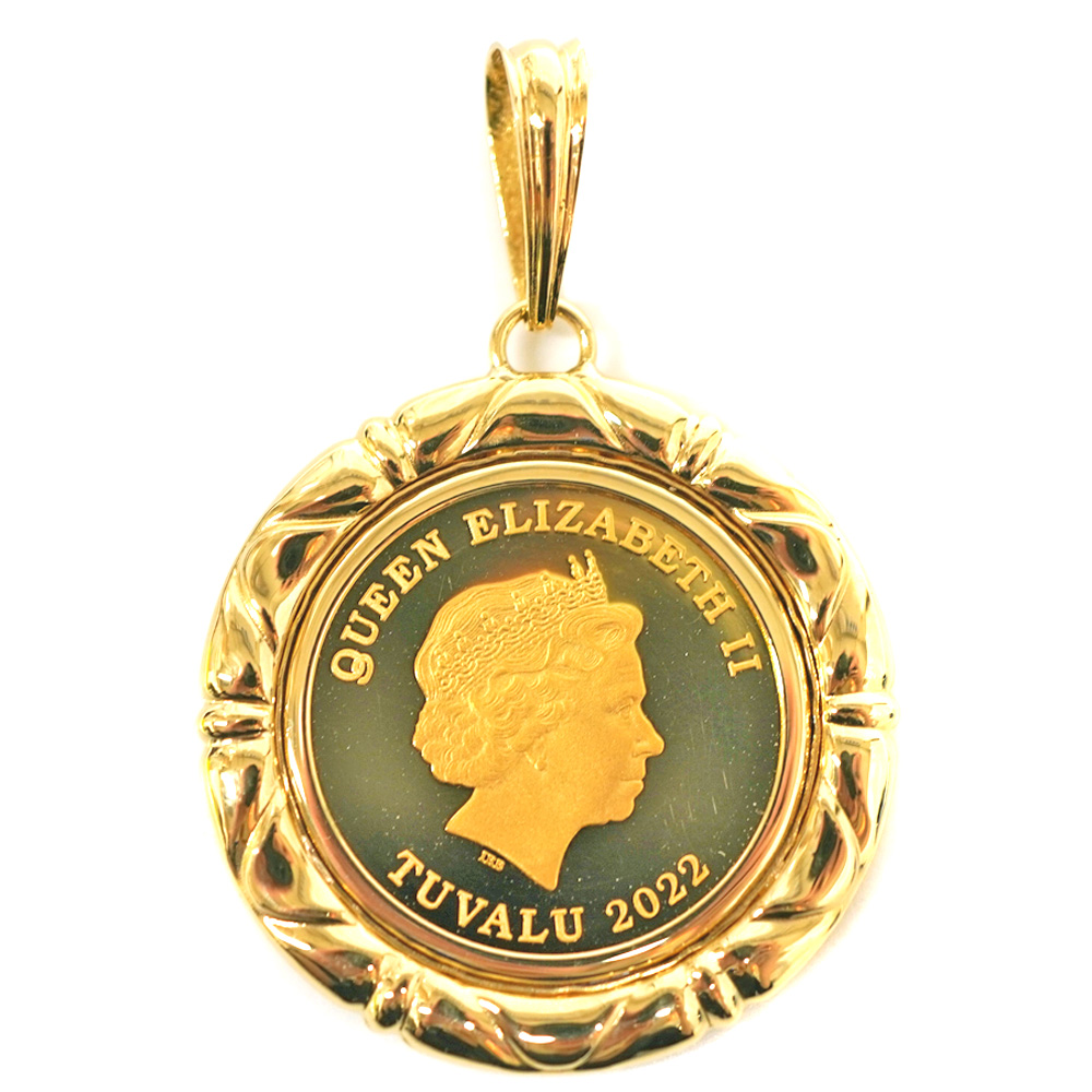 24金 18金 K18/K24 ツバルホース金貨 1/5oz ペンダントトップ アクセサリー【中古】