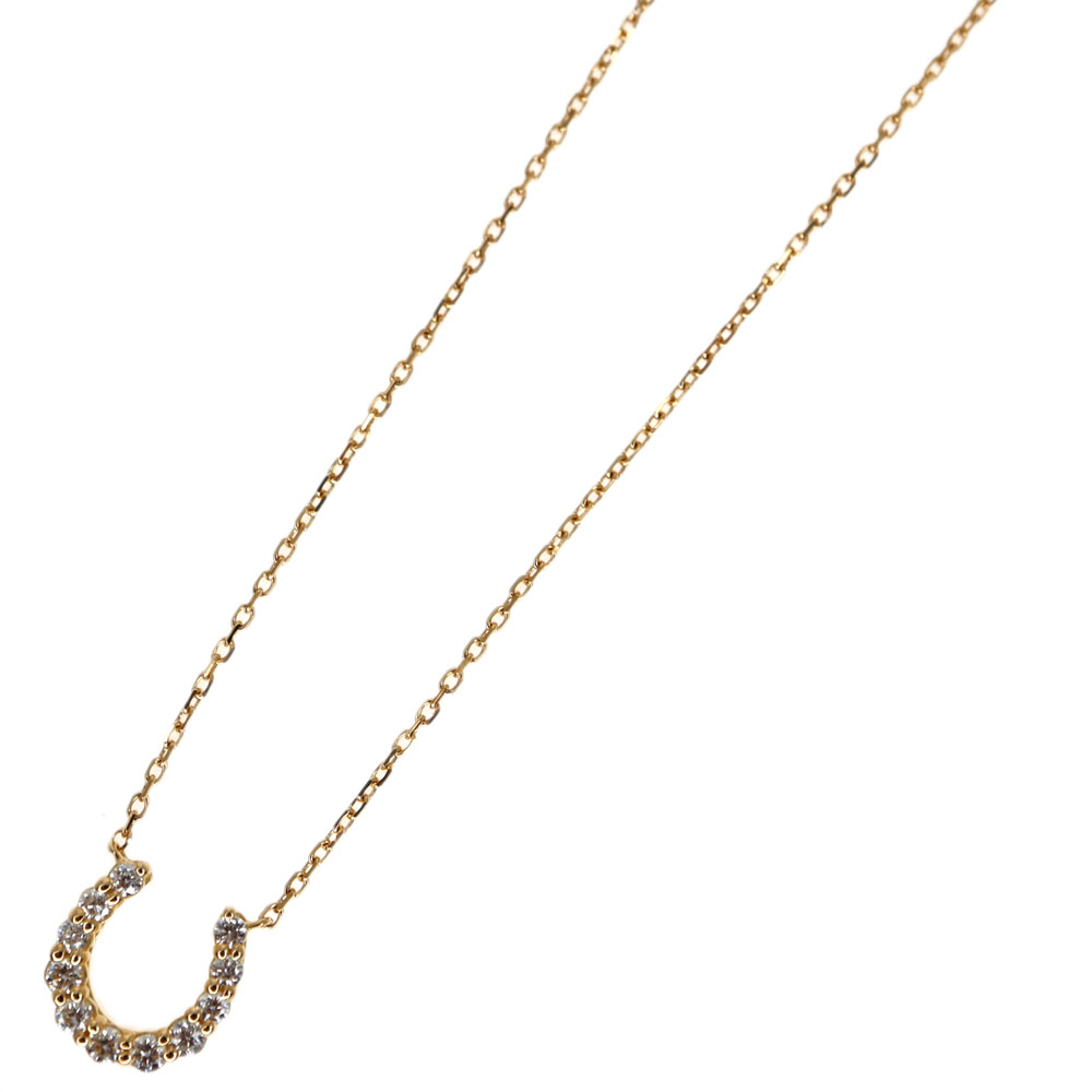 ヨンドシー 4℃ Pt900/850 ダイヤ ホースシュー ネックレス ケース付 ヨンドシー 4℃ Pt900/850 ダイヤ ホースシュー ネックレス ケース付