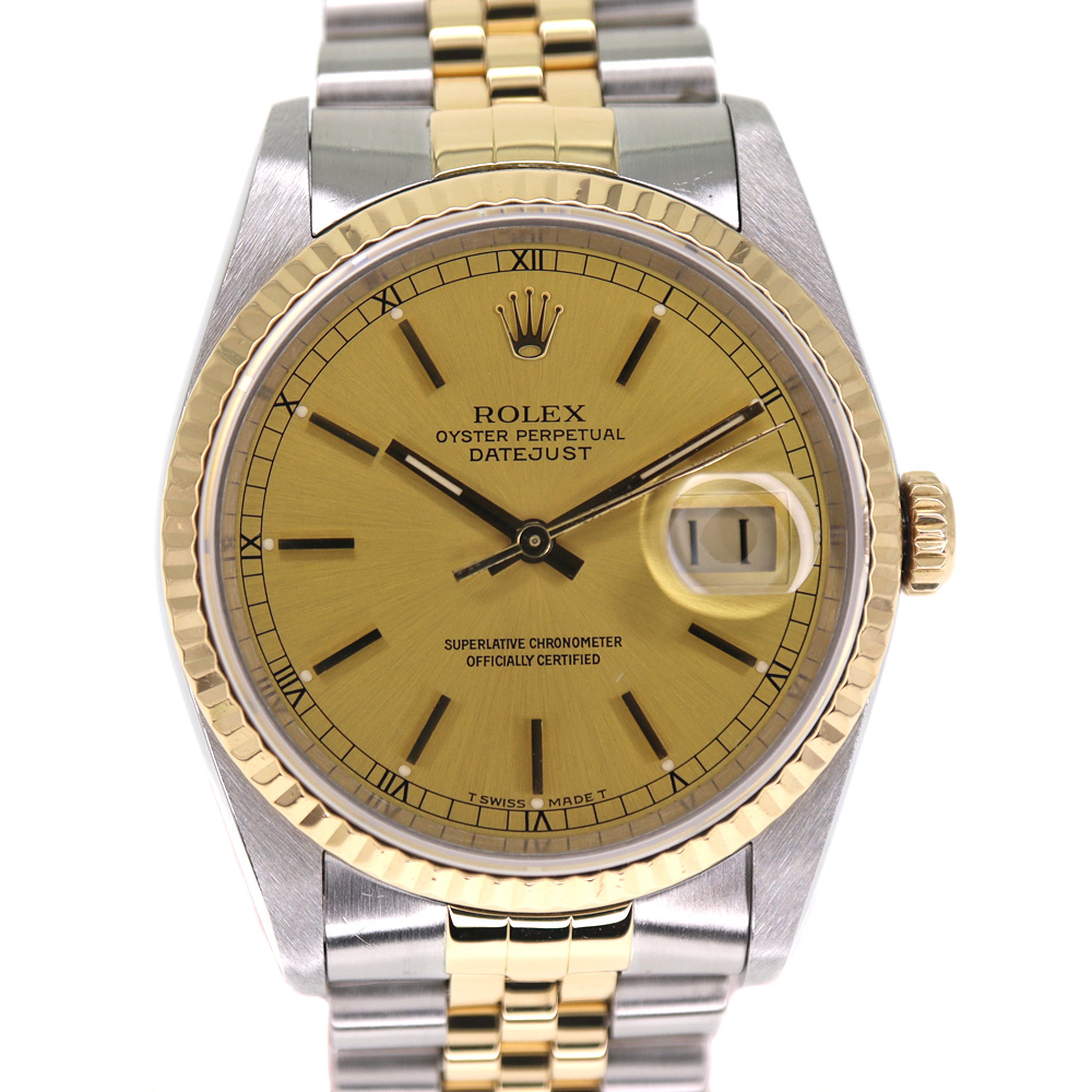 ロレックス Rolex 16233 デイトジャスト シャンパンゴールド メンズ【中古】