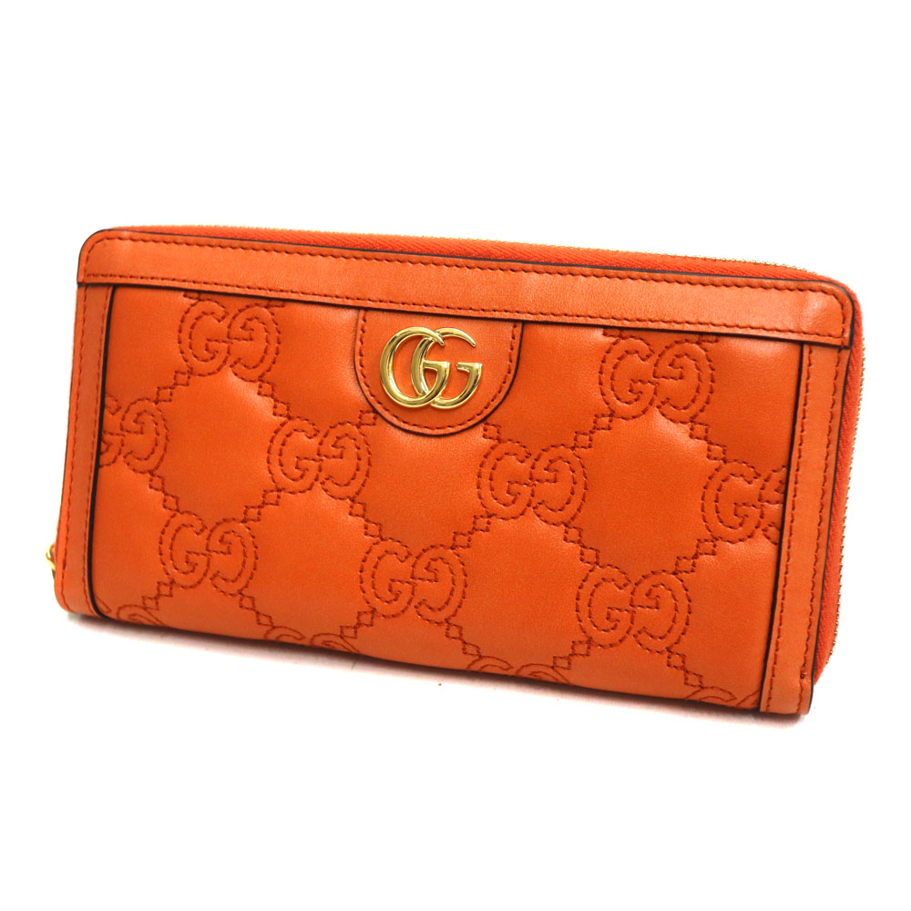 グッチ Gucci 723784 ラウンドファスナー 長財布 オレンジ【中古】
