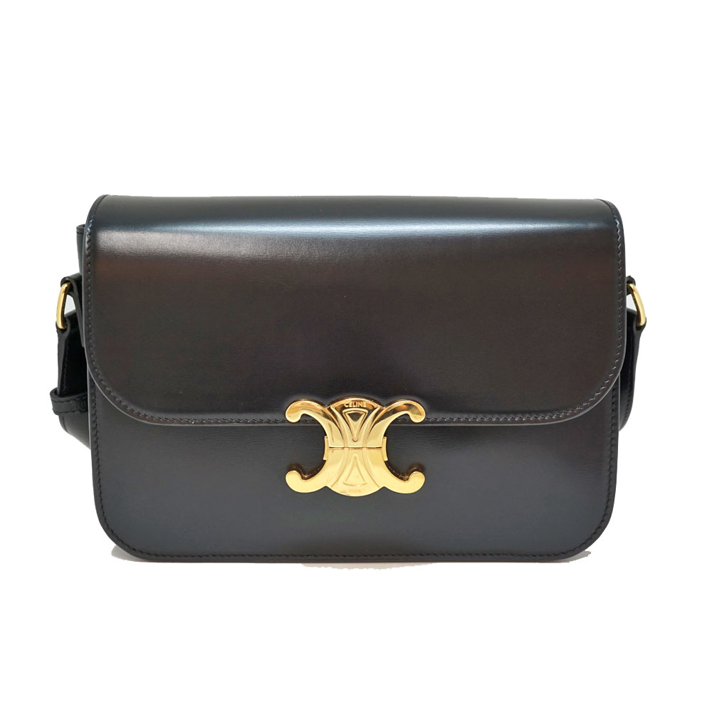セリーヌ Celine 187363BF4.38NO クラシックトリオンフバッグ ショルダーブラック【中古】
