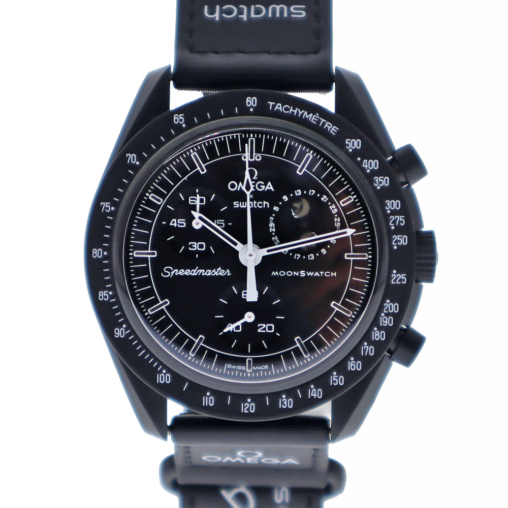 スウォッチ Swatch オメガ Omega SO33B700 ムーンウォッチ スヌーピーコラボ ブラック 【中古品】