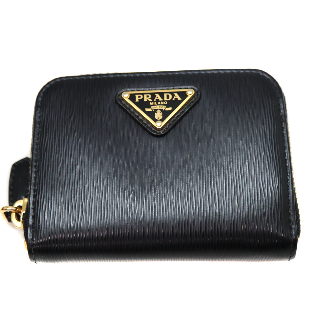 プラダ Prada 1MM268 コインケース レザー ブラック 【中古】
