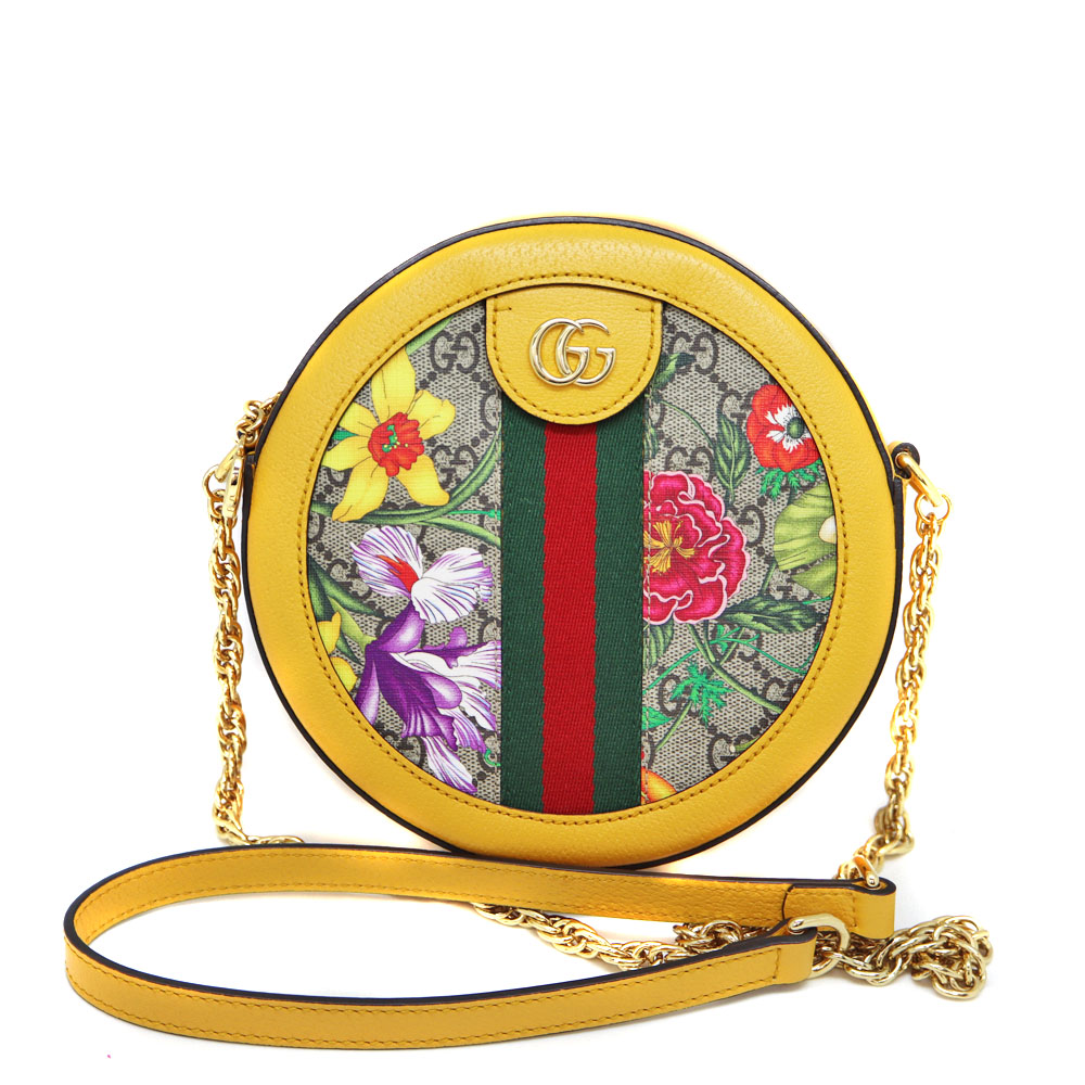 グッチ GUCCI 550618 オフディアGGミニショルダーバッグ GG PVC レザー イエロー ベージュ【中古】