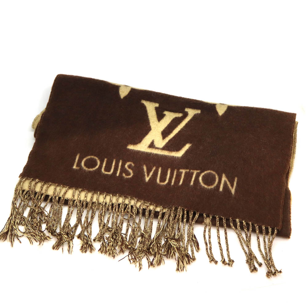 ルイヴィトン Louis vuitton 401486 エシャルプ・レイキャビック マフラー ブラウン ベージュ【中古】