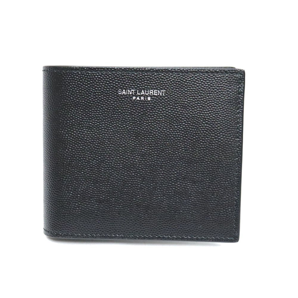 サンローラン Saint laurent 396303 二つ折り財布 ブラック 財布【中古】