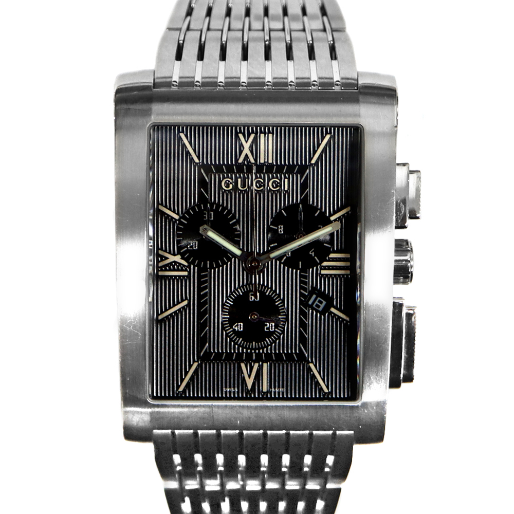 グッチ Gucci 8600M Gメトロクロノ クォーツ ブラック文字盤 シルバー【中古】