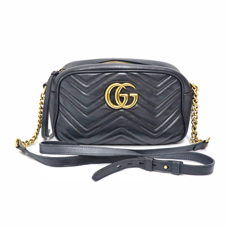 グッチ Gucci 447632 GGマーモント ショルダーバッグ ブラック【中古】