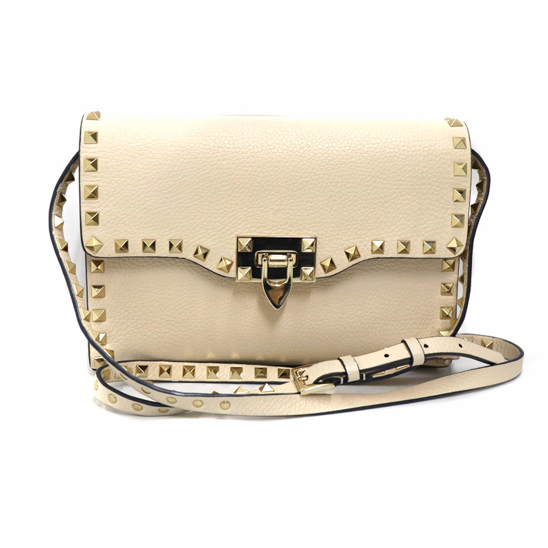 ヴァレンティノ Valentino ロックスタッズ 2WAYバッグ アイボリー【中古】