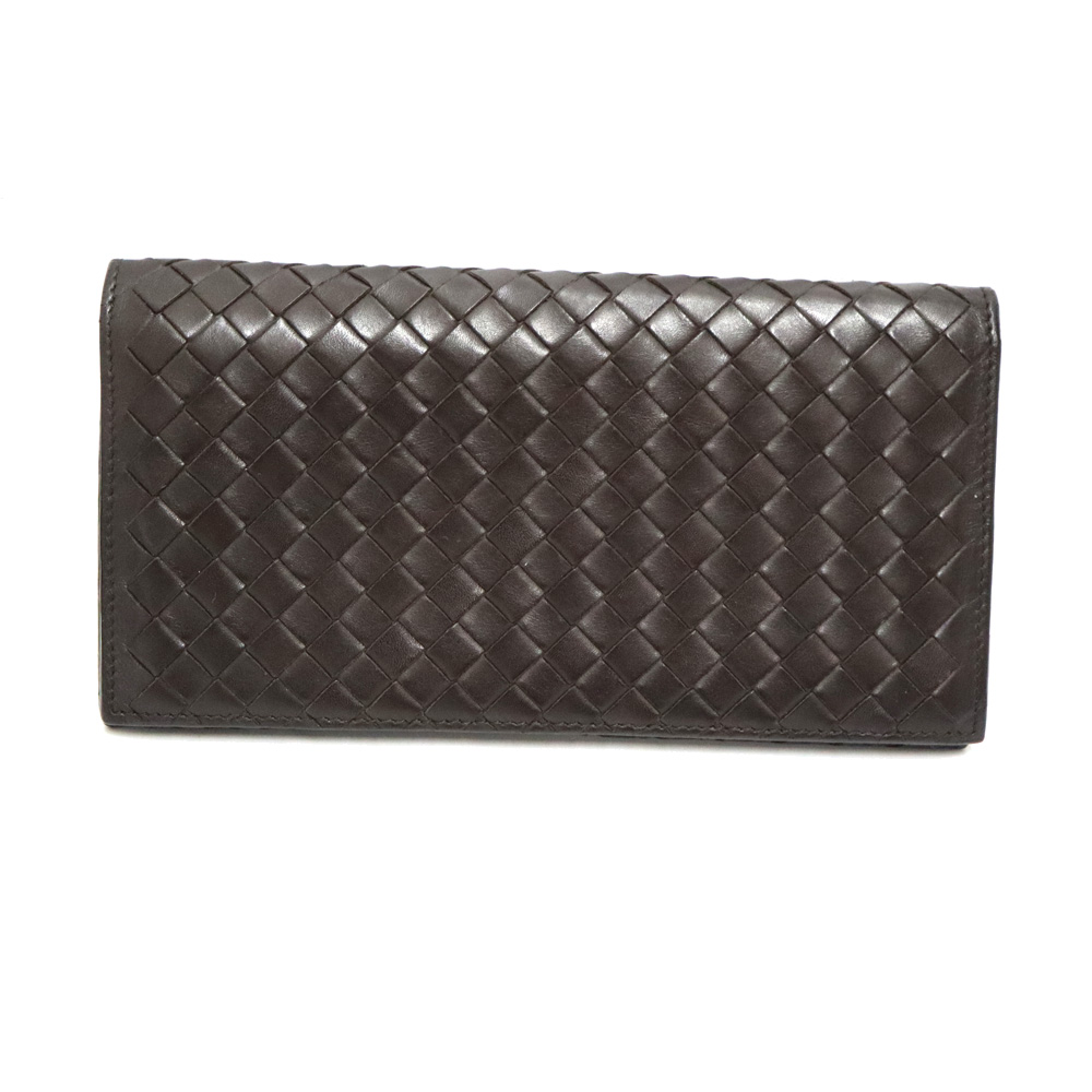 ボッテガヴェネタ Bottega Veneta 156819 イントレチャートファスナー付長財布ダークブラウン 財布【中古】