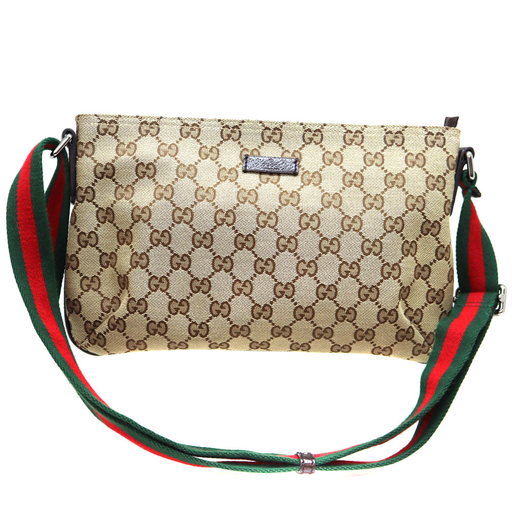 グッチ Gucci 189749 ショルダーバッグ GGキャンバス レザー ベージュ【中古】