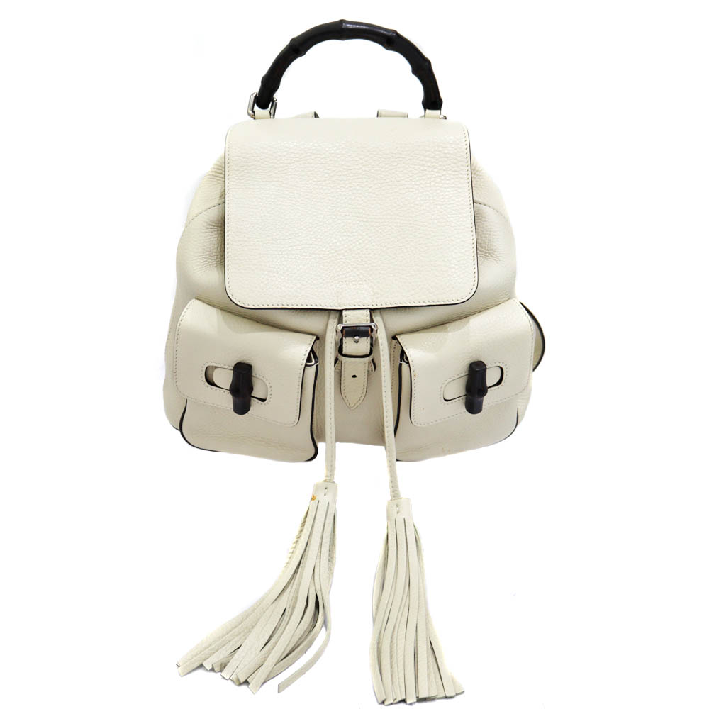 グッチ GUCCI 370833 バッグパック レザー ホワイト【中古】