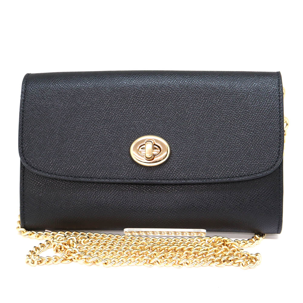 コーチ Coach F33390 チェーンウォレット レザー ブラック【中古】
