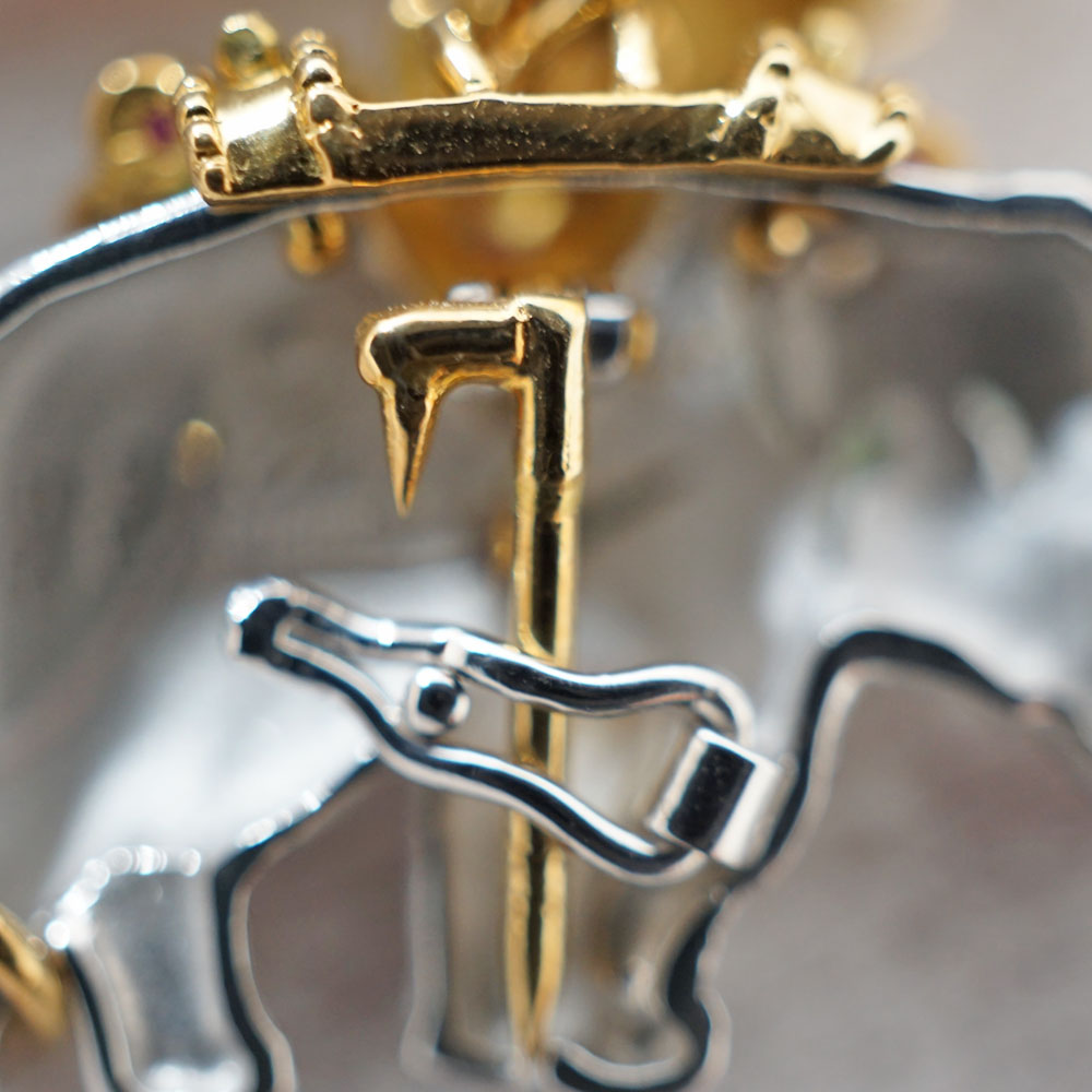 象　親子象　九谷焼　銀製　ブローチ　バッチ　イ10 質屋かんてい局オンラインショップ / ノブコイシカワ Nobuko