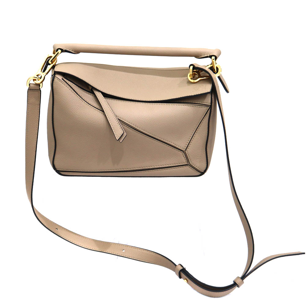 LOEWE パズルバッグ スモール ハンマードレザーベージュ LOEWE - ロエベ パズルバッグ スモール ショルダーバッグ カーフ