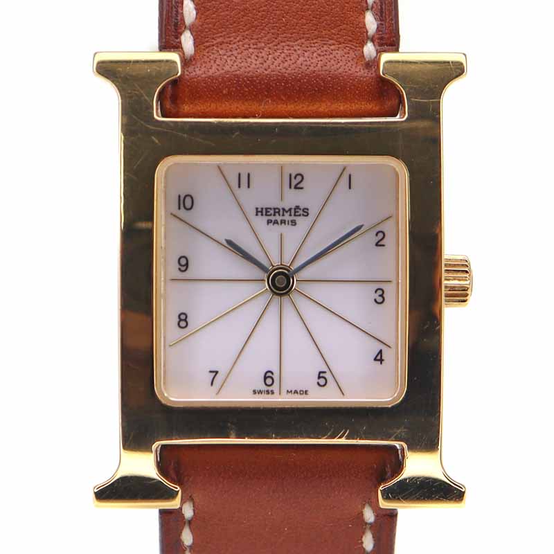 エルメス Hermes HH1.201 Hウォッチ レディース 腕時計 レザーベルト【中古】